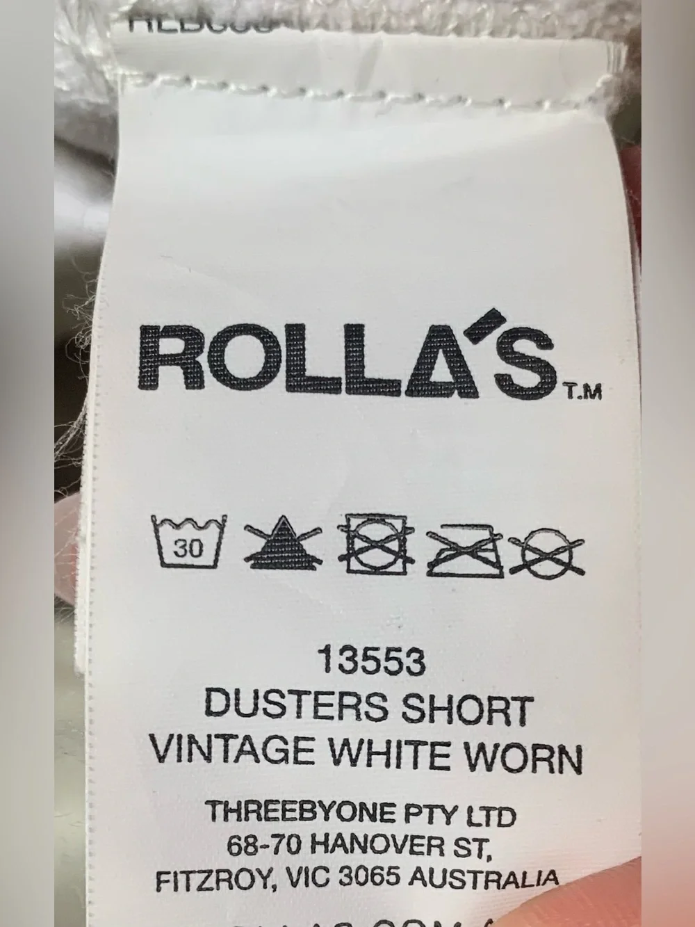 Rolla's Dusters Short Vintage White Worn Size 26